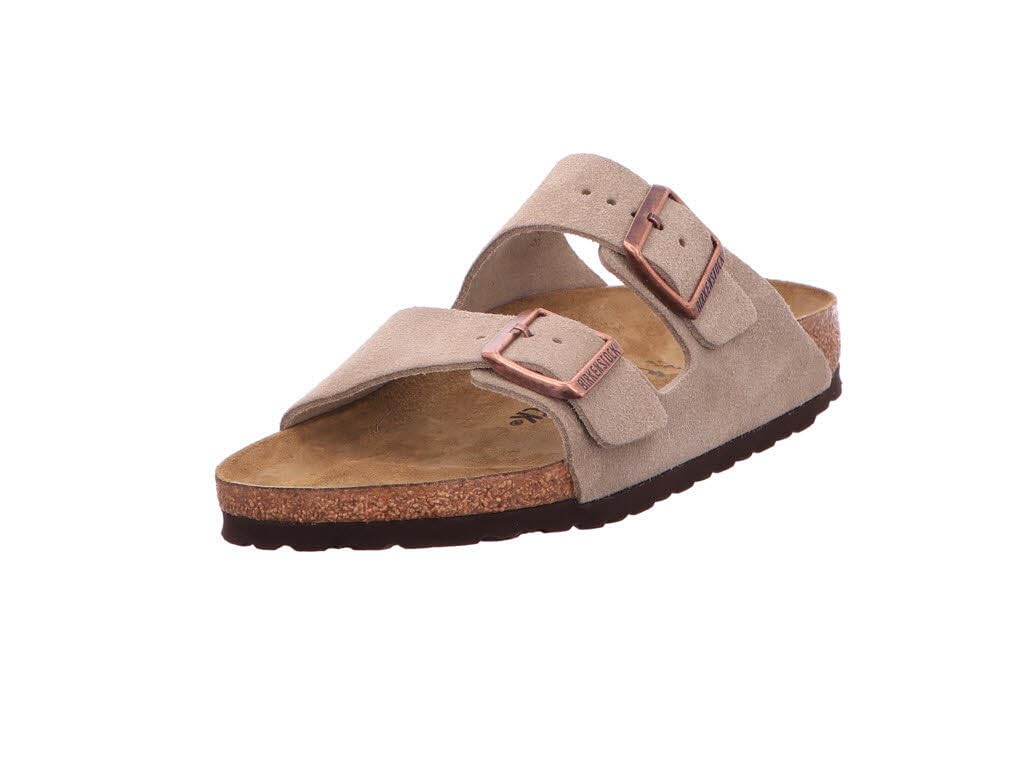 Birkenstock Unisex Arizona Soft Footbed Sandal, Taupe Suede