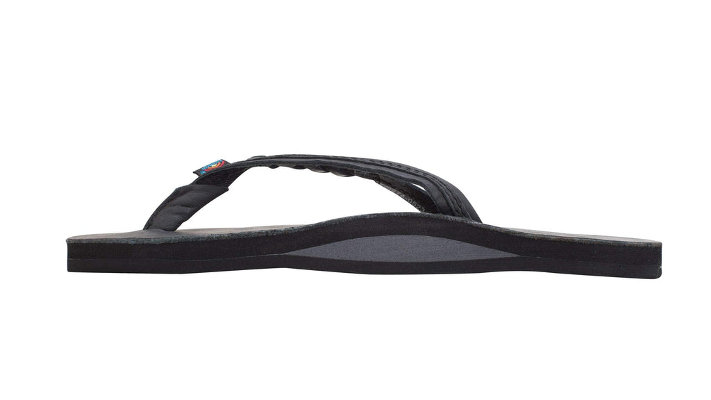 Rainbow Sandals Women’s Flirty Braidy Classic Leather w/Single Braided Strap, Classic Black, Ladies Large