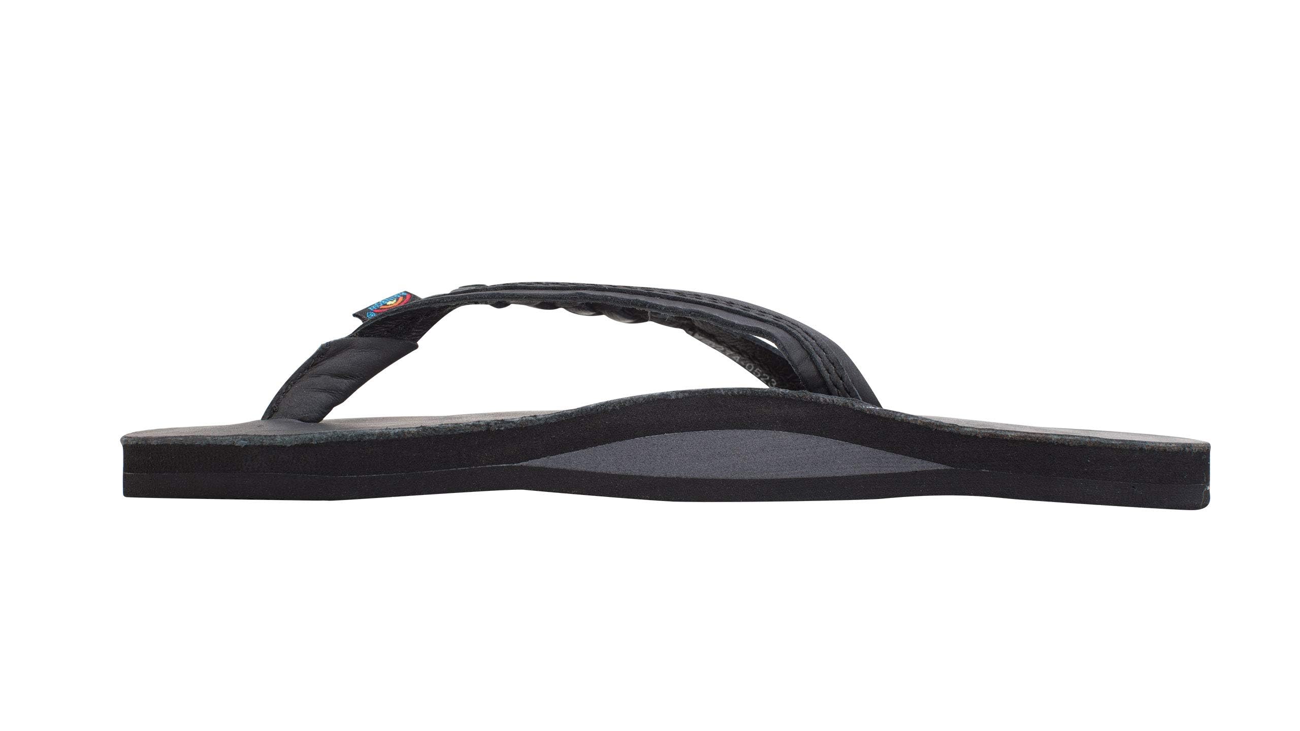 Rainbow Sandals Women’s Flirty Braidy Classic Leather w/Single Braided Strap, Classic Black, Ladies Large