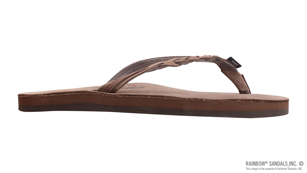 Rainbow Sandals Women’s Flirty Braidy Premier Leather w/Single Braided Strap, Expresso, Ladies Large
