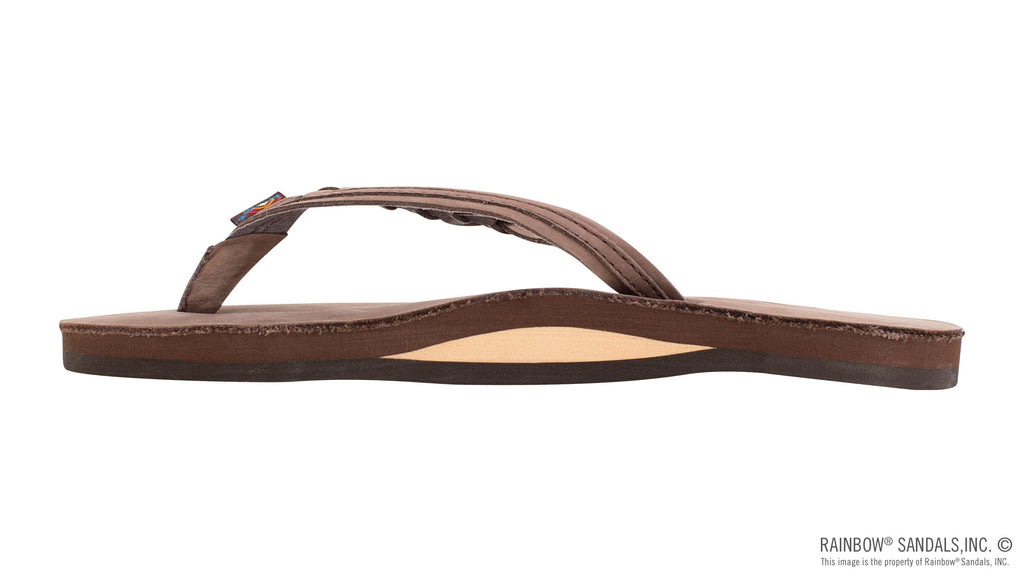 Rainbow Sandals Women’s Flirty Braidy Premier Leather w/Single Braided Strap, Expresso, Ladies Large