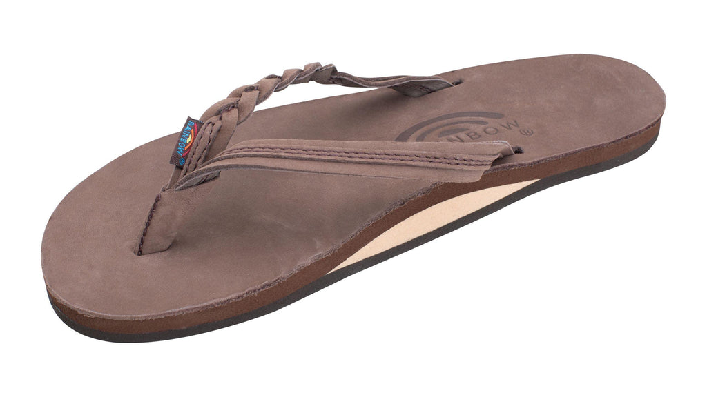 Rainbow Sandals Women’s Flirty Braidy Premier Leather w/Single Braided Strap, Expresso, Ladies Large