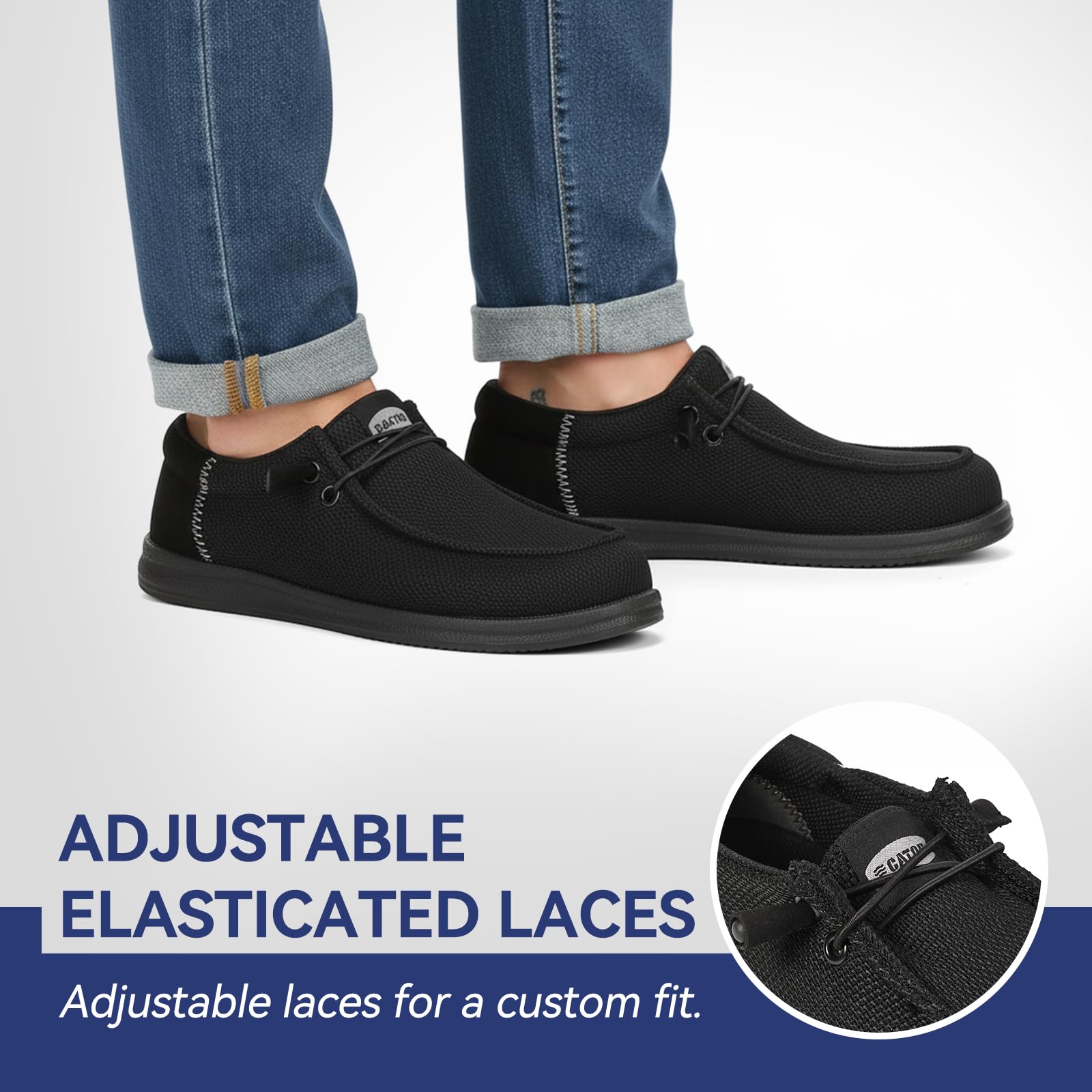 CATOE Steel Toe Shoes for Men Slip On Safety Work Loafers Lightweight Composite Toe Shoes for Men Comfortable Mens Safety Tennis Sneakers All Black