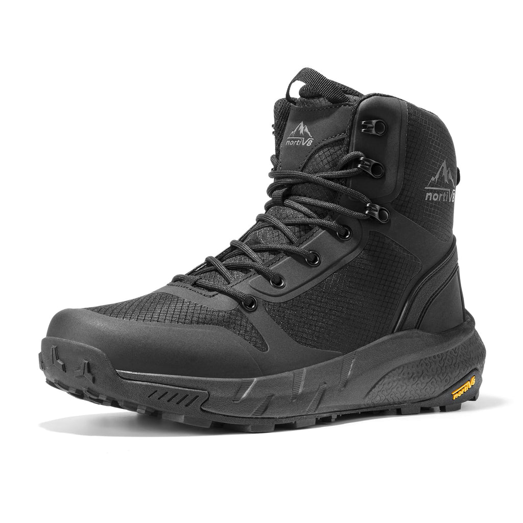NORTIV 8 Men's Military Tactical Boot Lightweight Comfortable Boots for Work All Day Side Zipper Motorcycle Combat Hiking Boots Metrostrike,Black