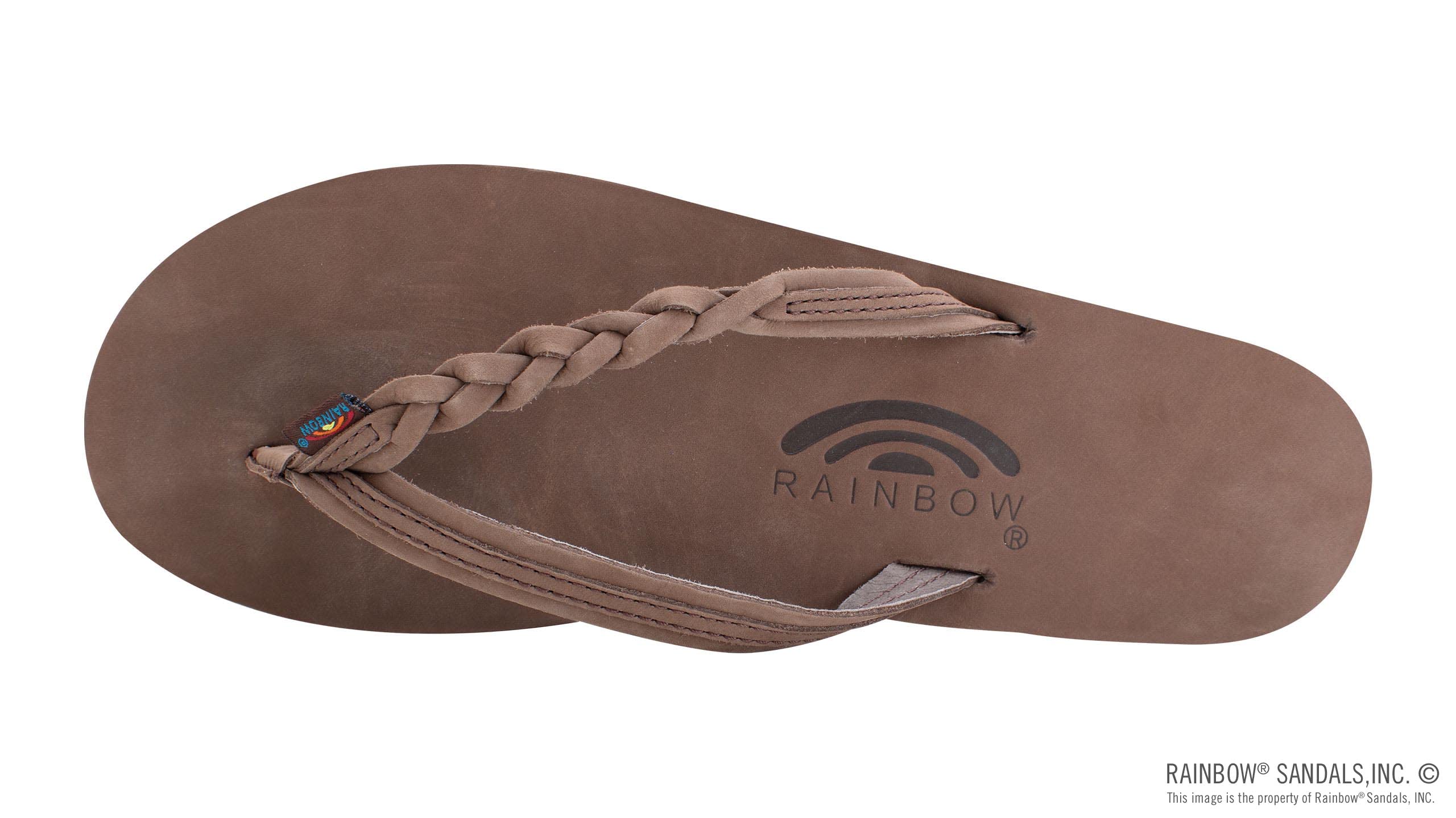Rainbow Sandals Women’s Flirty Braidy Premier Leather w/Single Braided Strap, Expresso, Ladies Large