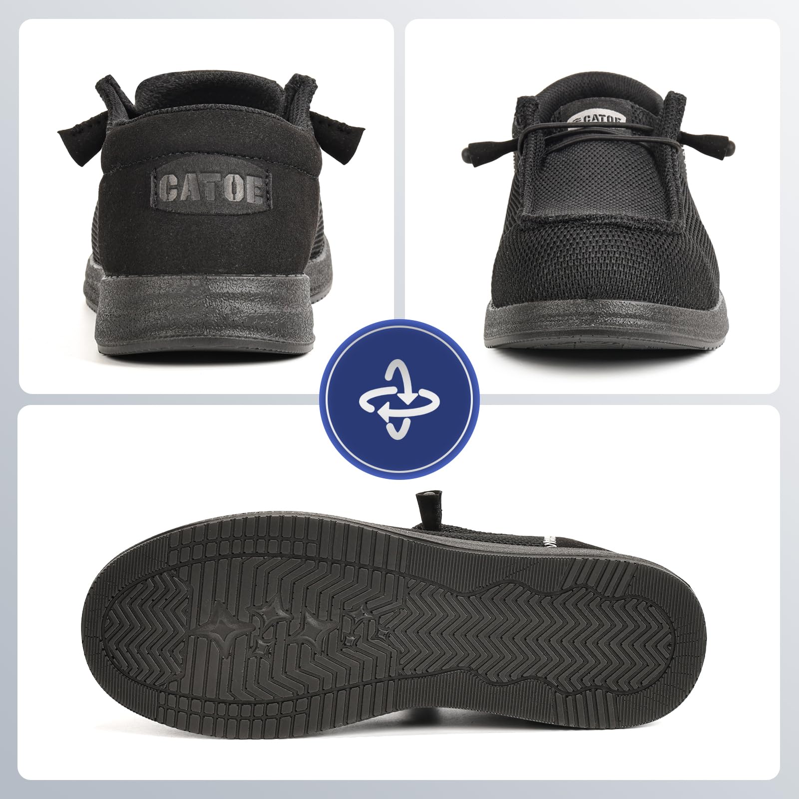 CATOE Steel Toe Shoes for Men Slip On Safety Work Loafers Lightweight Composite Toe Shoes for Men Comfortable Mens Safety Tennis Sneakers All Black