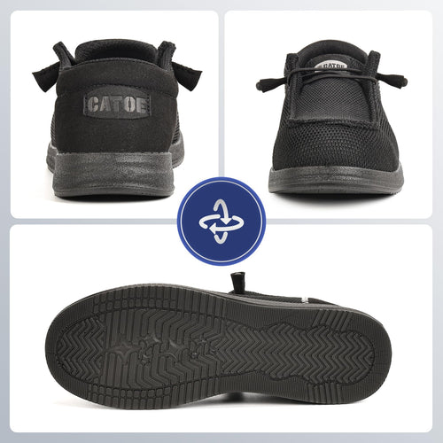 CATOE Steel Toe Shoes for Men Slip On Safety Work Loafers Lightweight Composite Toe Shoes for Men Comfortable Mens Safety Tennis Sneakers All Black