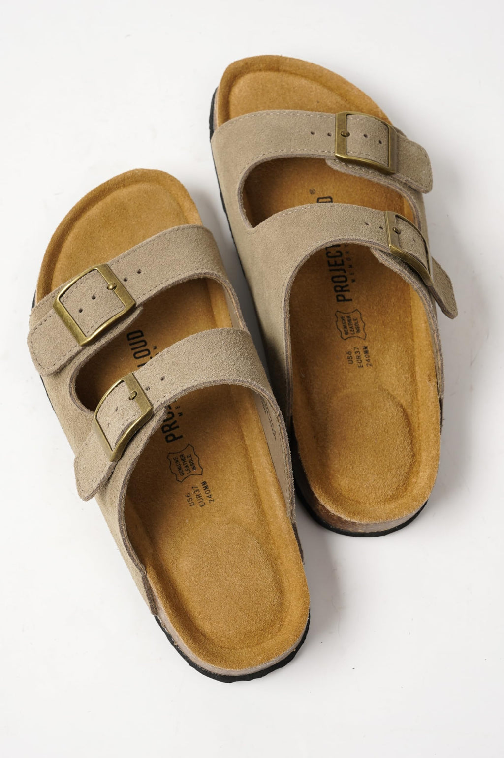 Project Cloud 100% Genuine Leather Flat Sandals For Women 2026 Cork Footbed Womens Sandals with Memory Foam and arch support Vacation Essentials Slides for Women Footwear