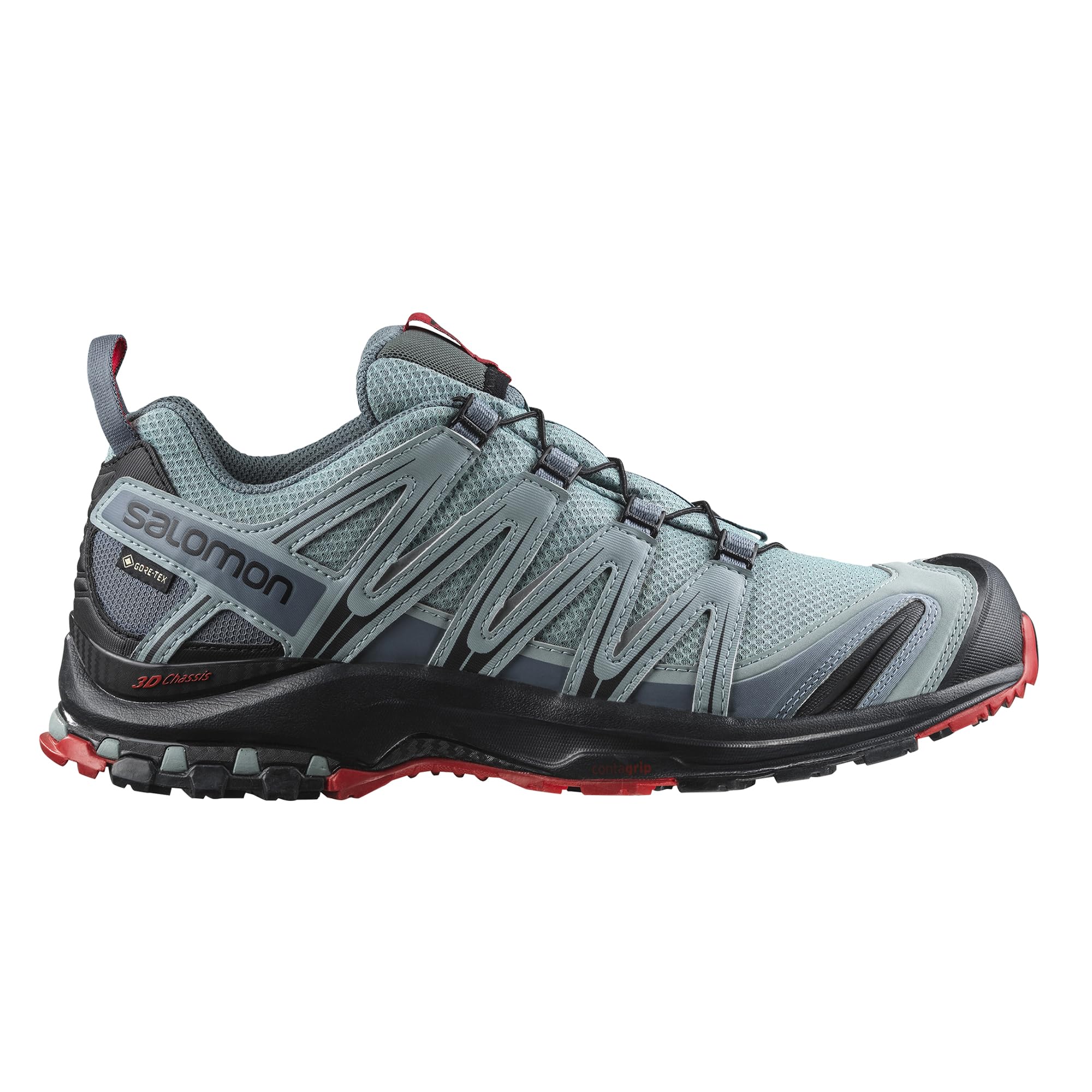 Salomon Men’s XA PRO 3D Gore-Tex Waterproof Trail Running Shoes - Lead/Black/Barbados Cherry