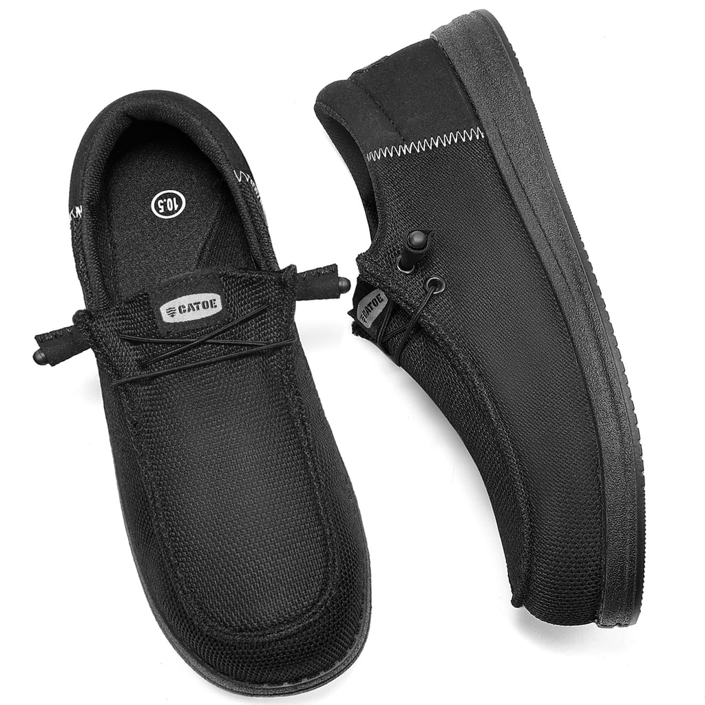CATOE Steel Toe Shoes for Men Slip On Safety Work Loafers Lightweight Composite Toe Shoes for Men Comfortable Mens Safety Tennis Sneakers All Black