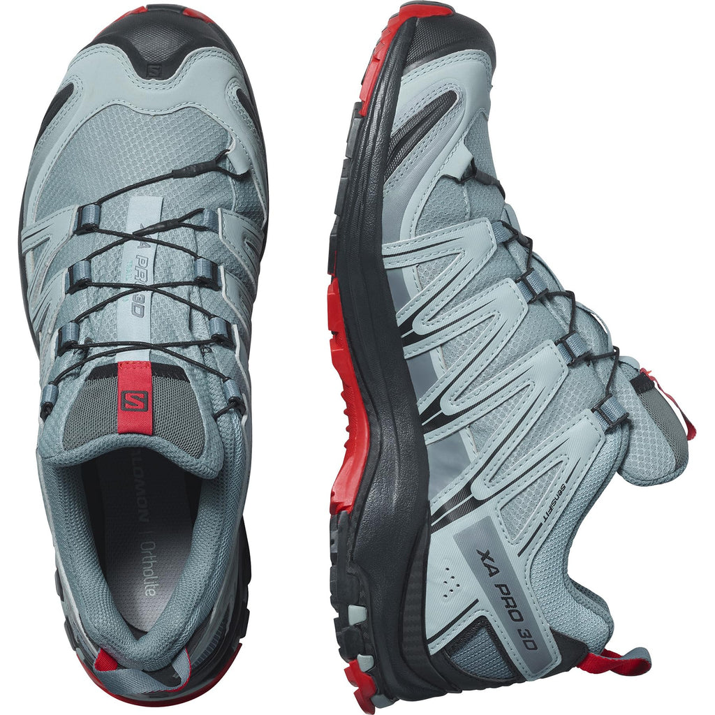 Salomon Men’s XA PRO 3D Gore-Tex Waterproof Trail Running Shoes - Lead/Black/Barbados Cherry