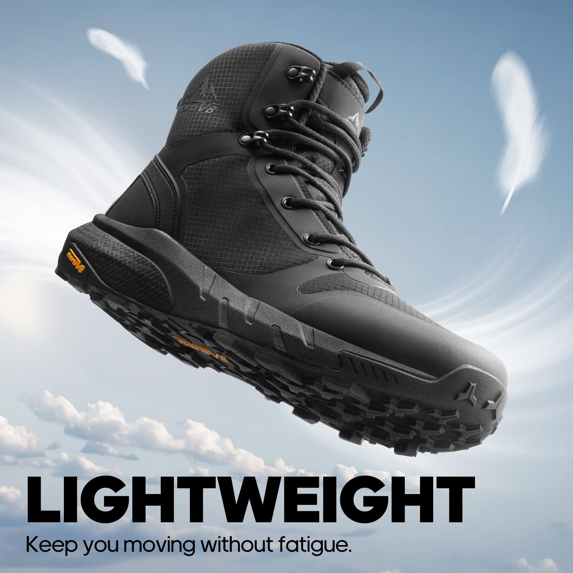 NORTIV 8 Men's Military Tactical Boot Lightweight Comfortable Boots for Work All Day Side Zipper Motorcycle Combat Hiking Boots Metrostrike,Black