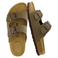 CUSHIONAIRE Lane Cork Footbed Womens Sandals Comfortable Double Buckle Slip On Sandals for Women with Arch Support and Classic Two Strap Design, BROWN