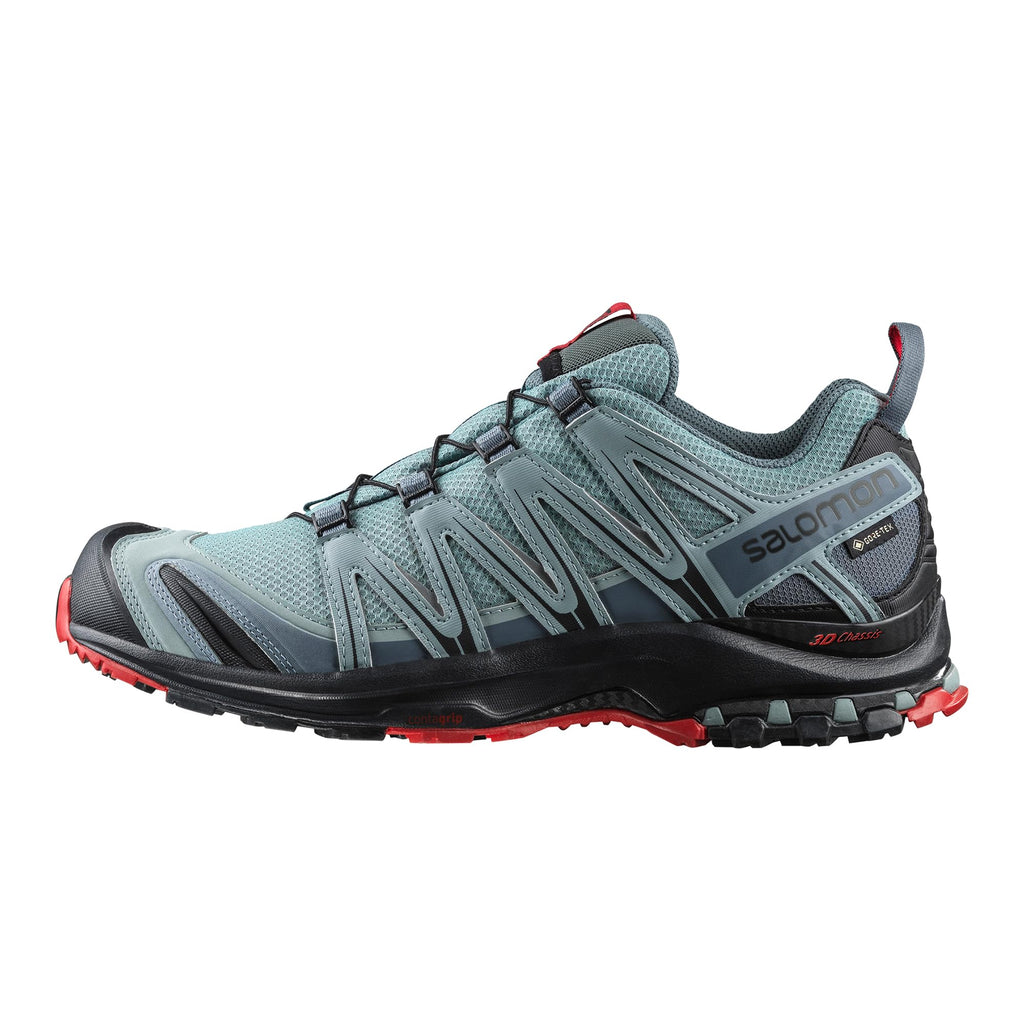 Salomon Men’s XA PRO 3D Gore-Tex Waterproof Trail Running Shoes - Lead/Black/Barbados Cherry