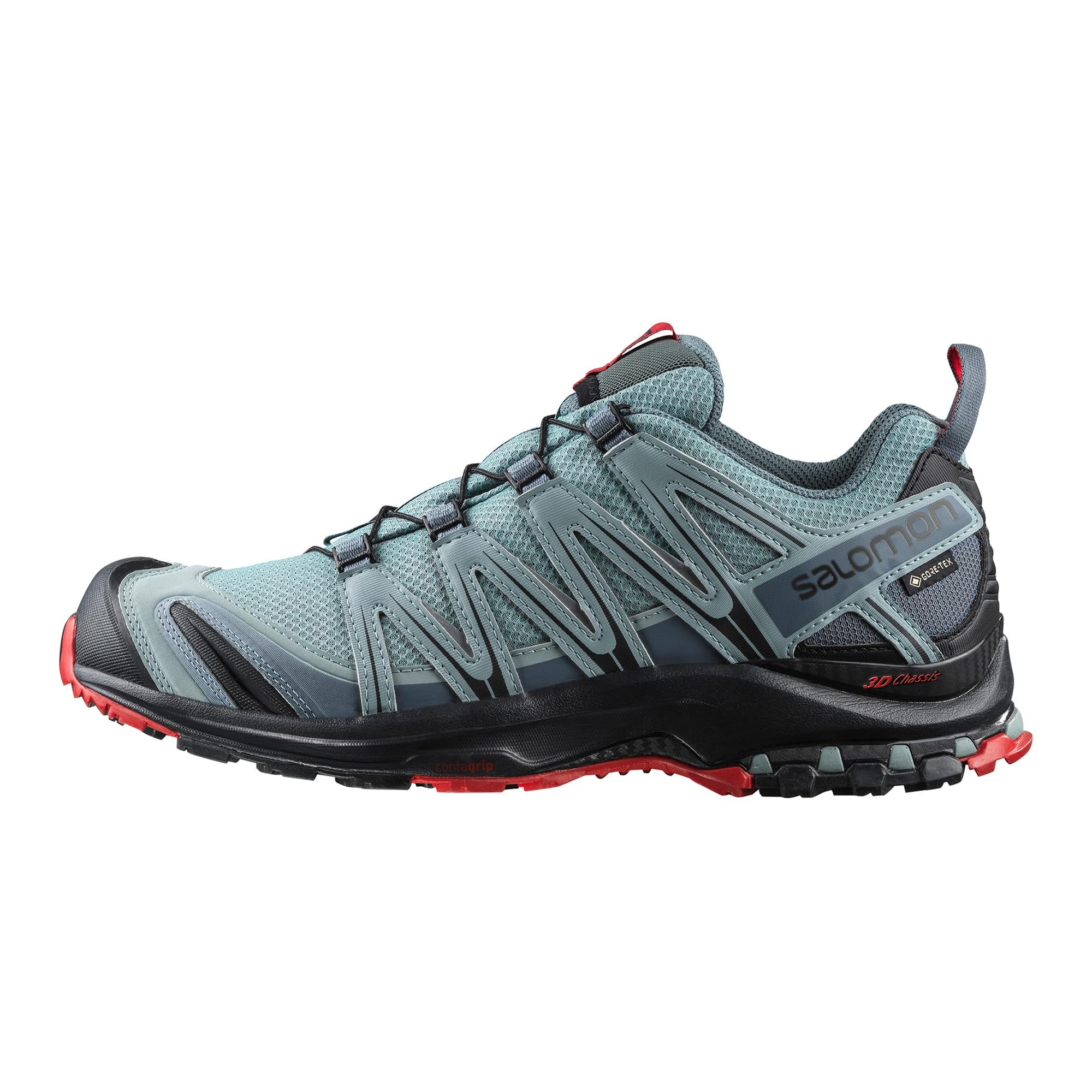 Salomon Men’s XA PRO 3D Gore-Tex Waterproof Trail Running Shoes - Lead/Black/Barbados Cherry